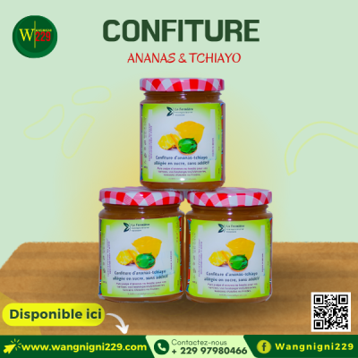Confiture ananas simple, ananas menthe et ananas tchiayo (400g)